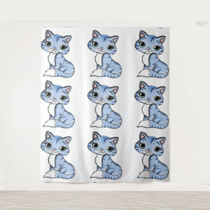 CUTE SMILING SKY BLUE KITTEN WITH BLUE EYES. TAPESTRY