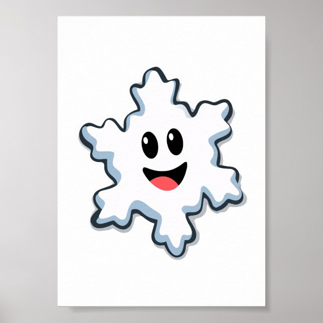 Cute Smiling Snowflake – Happy Christmas Poster (Front)