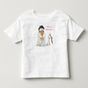 Cute smiling snowman in the snow toddler T-Shirt