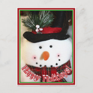 Cute Smiling Snowman Toy Holiday Postcard