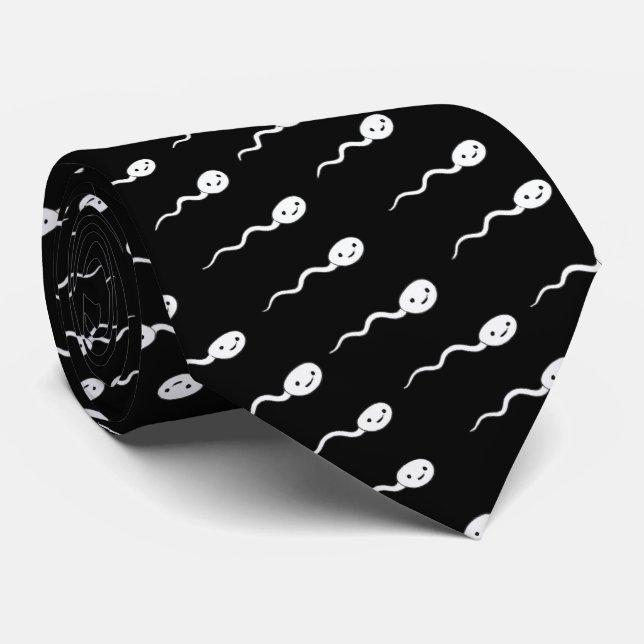 Cute Smiling Sperm Pattern Tie (Rolled)
