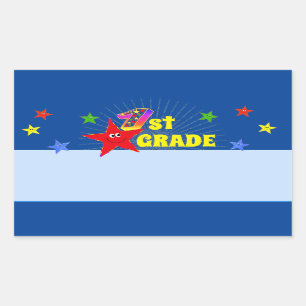 Cute Smiling Star 1st Grade Name Label Sticker