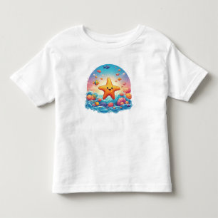 Cute Smiling Starfish Cartoon On Beach Toddler T-Shirt