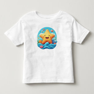 Cute Smiling Starfish Cartoon On Beach Toddler T-Shirt