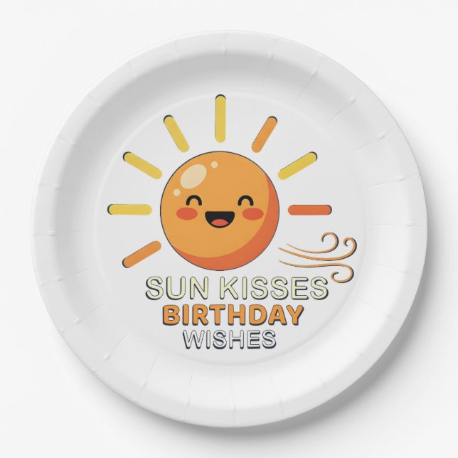 Cute Smiling Sun Birthday Party Paper Plates (Front)