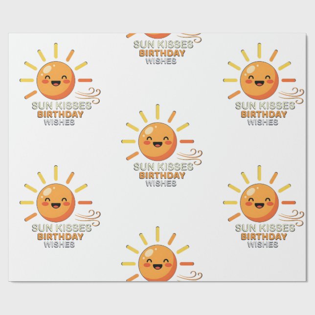 Cute Smiling Sun Birthday Wishes Wrapping Paper (Flat)