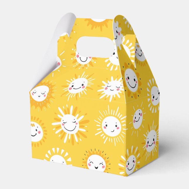 Cute smiling sun cartoon art favour box (Front Side)