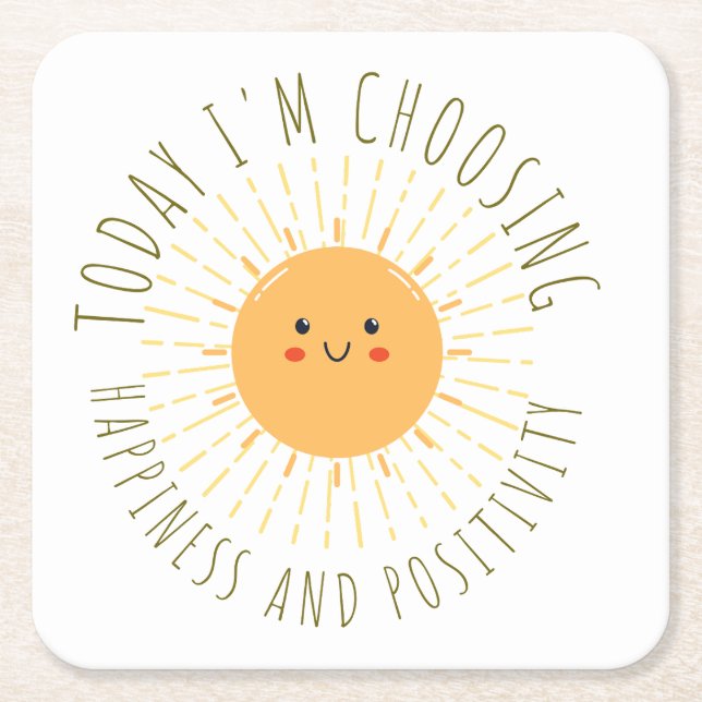 Cute Smiling Sun  Square Paper Coaster (Front)