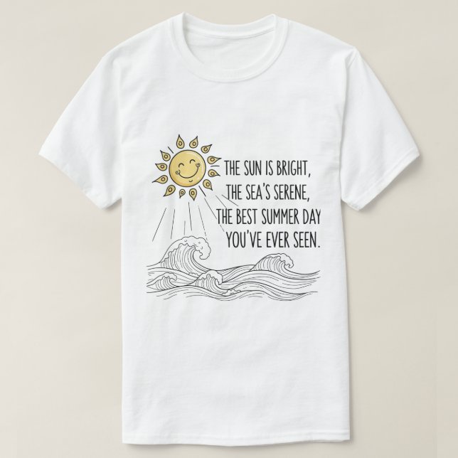 Cute Smiling Sun Summer Wave Art T-Shirt (Design Front)