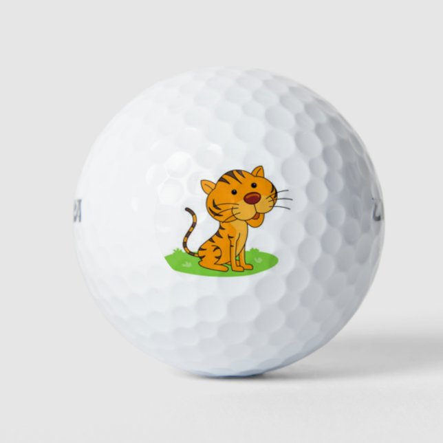 cute smiling tiger golf ball (Front)