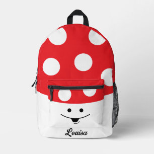 Cute Smiling Toadstool Personalised Printed Backpack