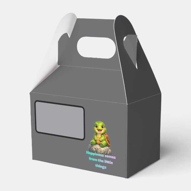 Cute Smiling Turtle Inspirational Quote Design Favour Box (Front Side)