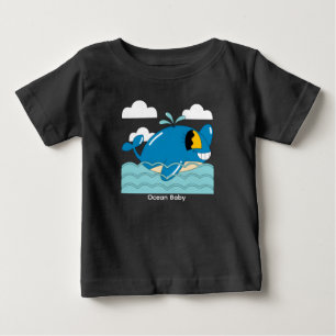 Cute Smiling Whale Cartoon – Kawaii Ocean Sea Life Baby T-Shirt