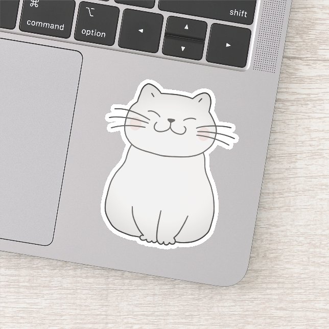 Cute Smiling White Cat Drawing Cartoon (Detail)