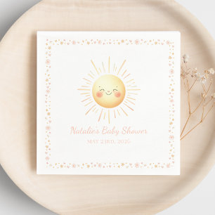 Cute Smiling Yellow Watercolor Sunshine Aesthetic Napkin