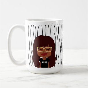 Cute Smirking Woman Striped Mug. Choose Your Look! Coffee Mug