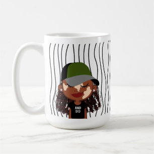 Cute Smirking Woman Striped Mug. Choose Your Look! Coffee Mug