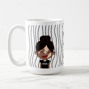 Cute Smirking Woman Striped Mug. Choose Your Look! Coffee Mug