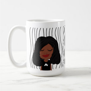 Cute Smirking Woman Striped Mug. Choose Your Look  Coffee Mug