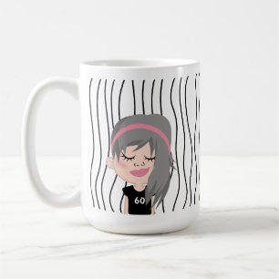 Cute Smirking Woman Striped Mug. Choose Your Look! Coffee Mug