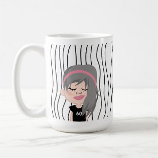 Cute Smirking Woman Striped Mug. Choose Your Look! Coffee Mug