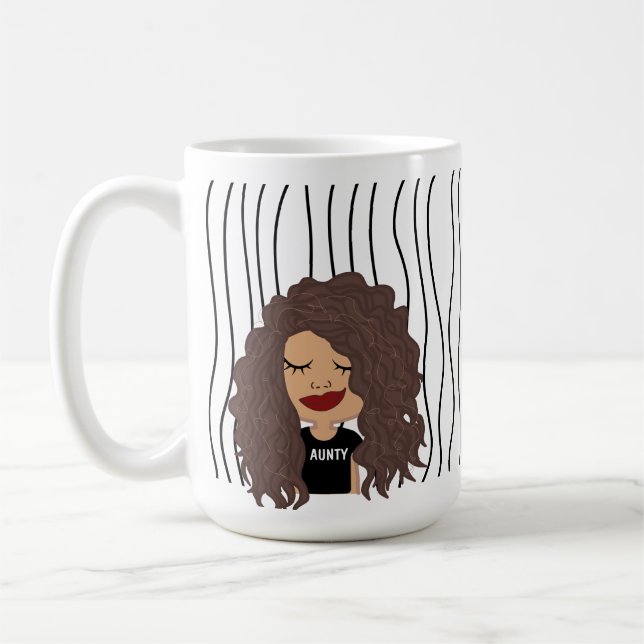 Cute Smirking Woman Striped Mug. Choose Your Look! Coffee Mug (Left)