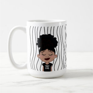 Cute Smirking Woman Striped Mug. Choose Your Look  Coffee Mug