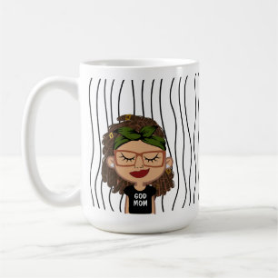 Cute Smirking Woman Striped Mug. Choose Your Look! Coffee Mug