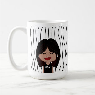 Cute Smirking Woman Striped Mug. Choose Your Look! Coffee Mug