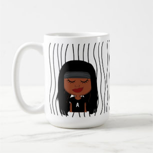 Cute Smirking Woman Striped Mug. Choose Your Look! Coffee Mug
