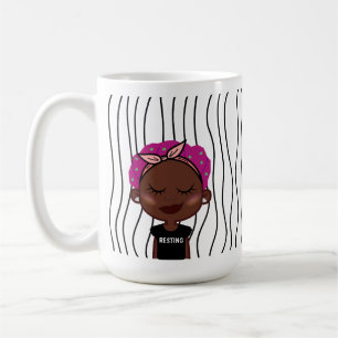 Cute Smirking Woman Striped Mug. Choose Your Look! Coffee Mug
