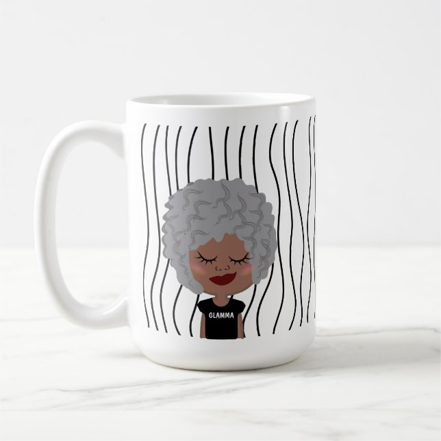 Cute Smirking Woman Striped Mug. Choose Your Look! Coffee Mug (Left)