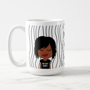 Cute Smirking Woman Striped Mug. Choose Your Look! Coffee Mug