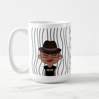 Cute Smirking Woman Striped Mug. Choose Your Look! Coffee Mug