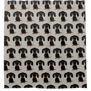 Cute Smooth Coated Black and Tan Dachshund Pattern Shower Curtain