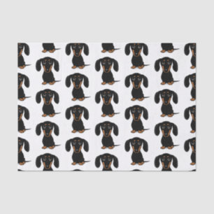 Cute Smooth Coated Black and Tan Dachshund Pattern Tissue Paper
