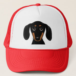Cute Smooth Coated Black and Tan Dachshund Trucker Hat