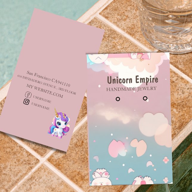 Cute Smooth unicorn colour girly earing holder  Business Card (Creator Uploaded)