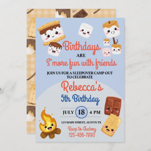 Cute S'mores Campout Birthday Party  Invitation