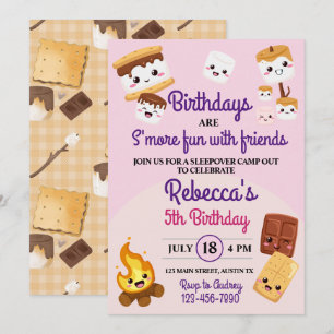 Cute S'mores Campout Birthday Party Invitation