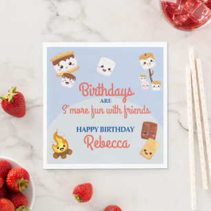 Cute S'mores Campout Birthday Party Napkin
