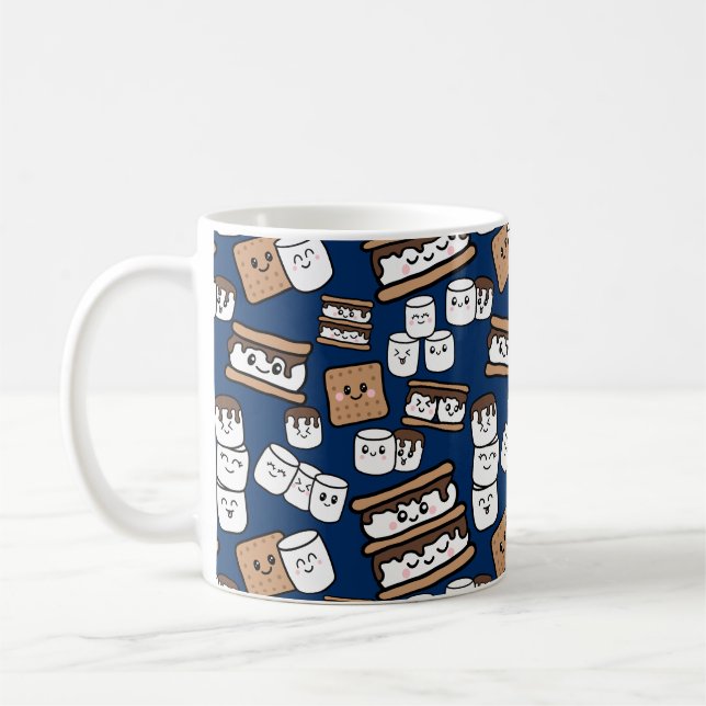 Cute Smores Marshmallow Illustration Coffee Mug (Left)