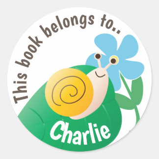 Cute Snail and Flower Personalised Book Belongs to Classic Round Sticker
