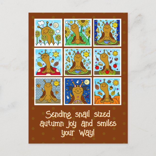 Cute Snail Autumn Joy And Smiles Fall Postcard (Front)