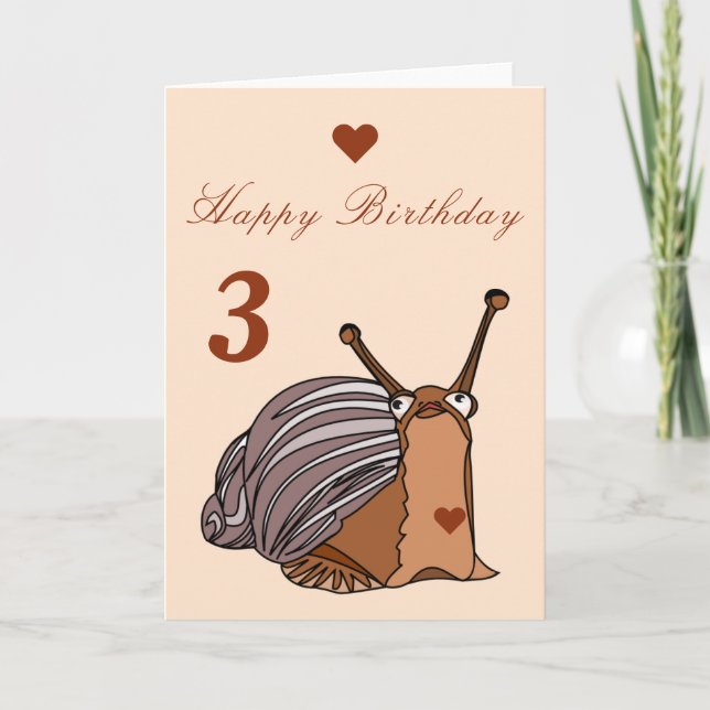 Cute Snail Birthday Card - Customisable (Front)