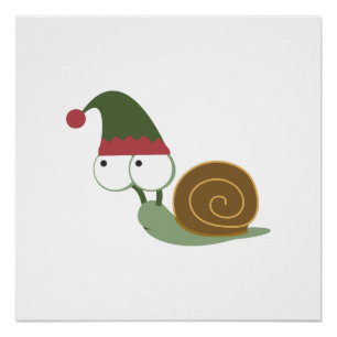 Cute Snail Christmas Elf Poster