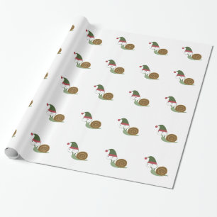 Cute Snail Christmas Elf Wrapping Paper