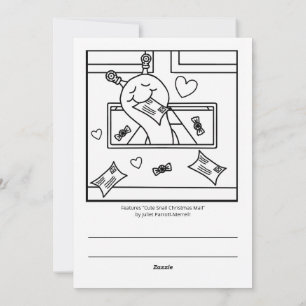 Cute Snail Christmas Mail Colouring  Holiday Card
