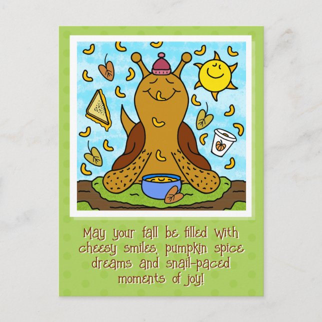 Cute Snail Comfort Food Happy Fall  Postcard (Front)