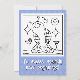 Cute Snail Disco Ball Happy New Year Coloring  Holiday Card